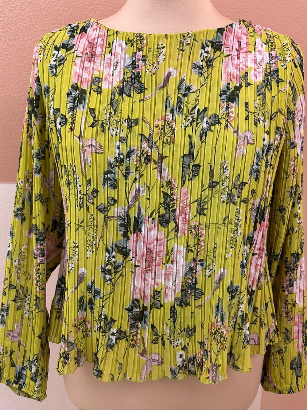 RD + Koko (Anthropologie) Pleated Floral Blouse Womens S Boho Bohemian
